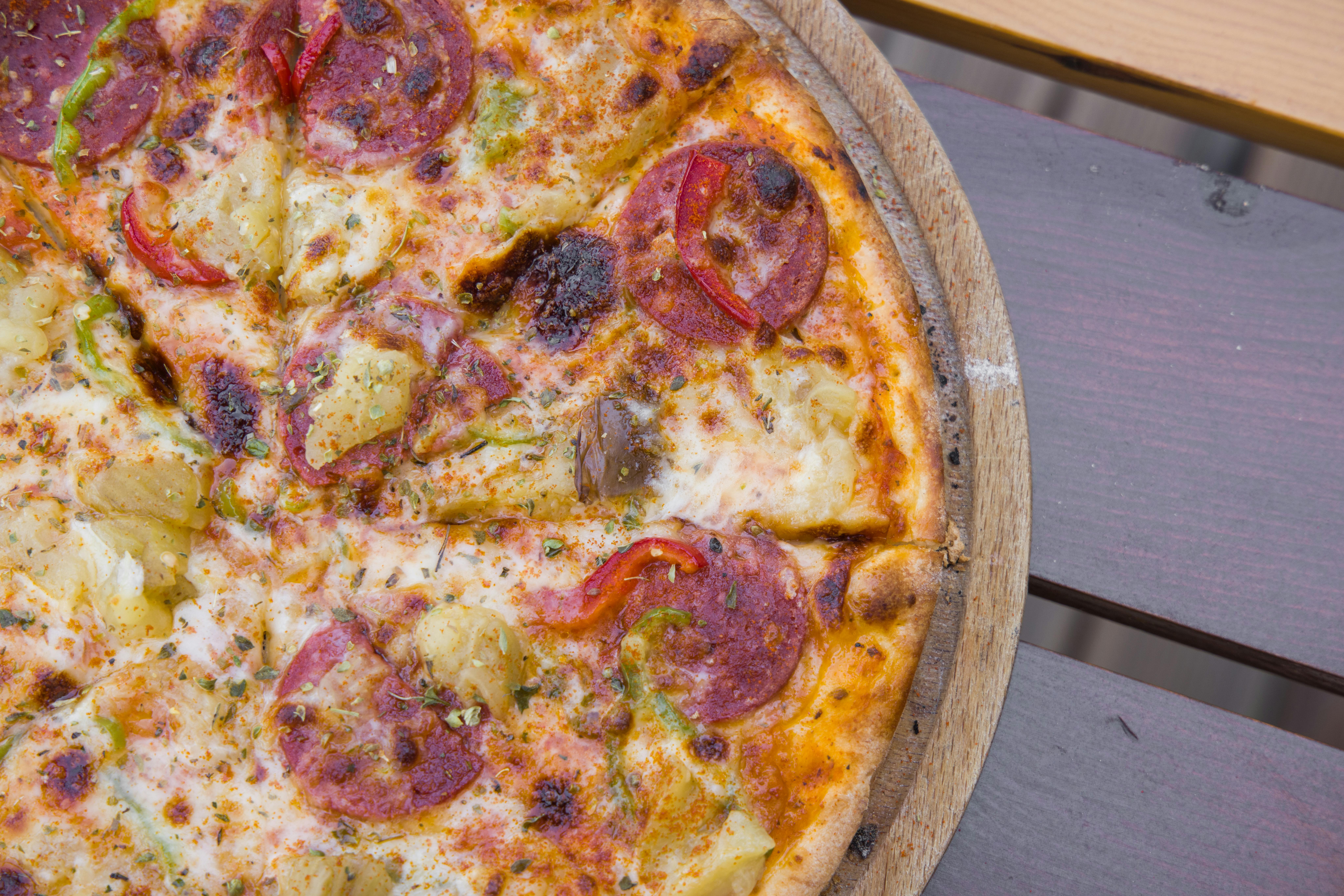 Sausage and mushroom pizza at deweys