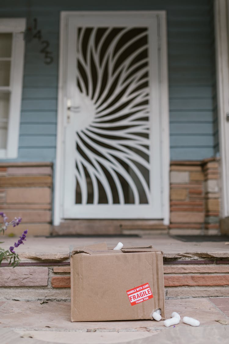 Box Delivered In Front Of The Home Porch