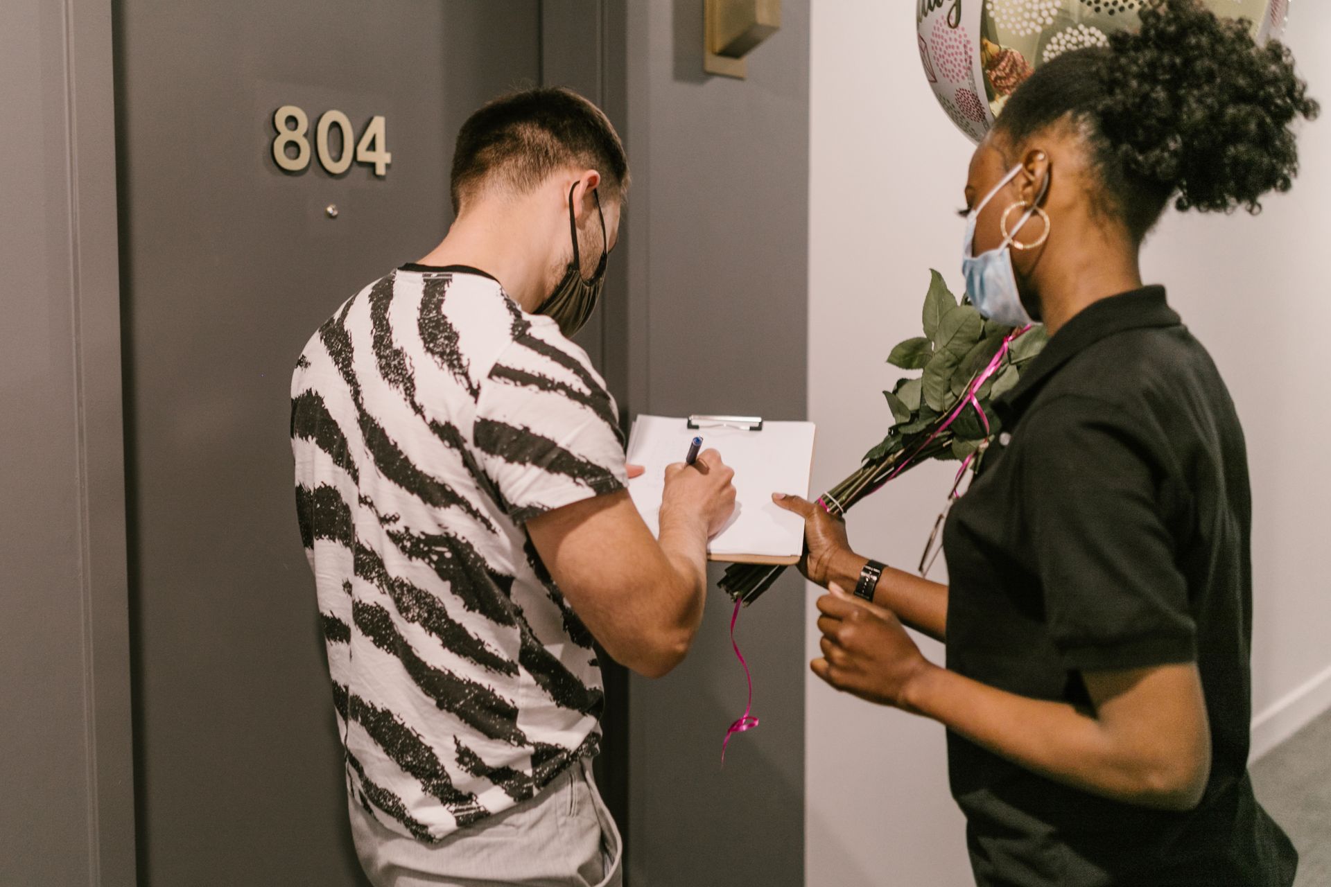A <am Receiving a Flower Delivery