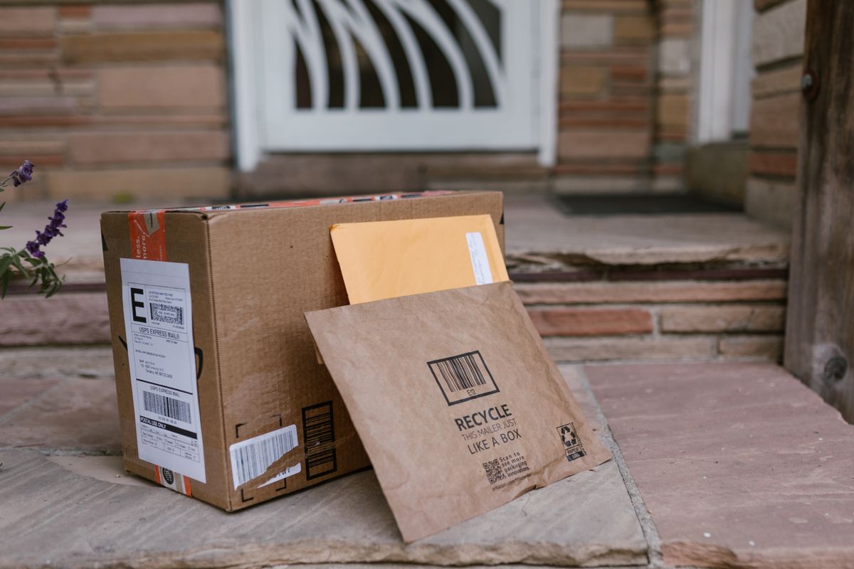 Delivered packages placed at a home doorway