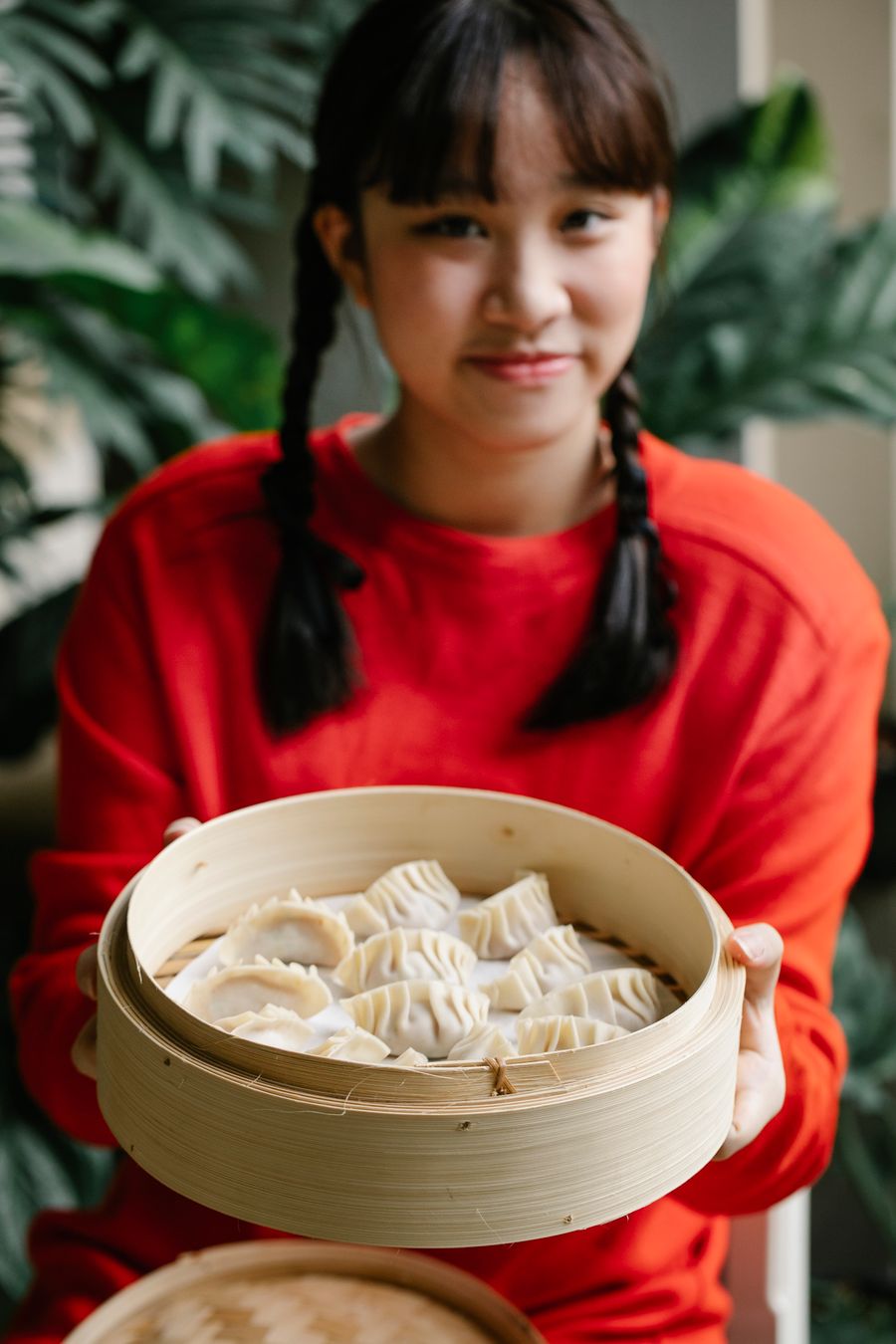 Freshly steamed dumplings