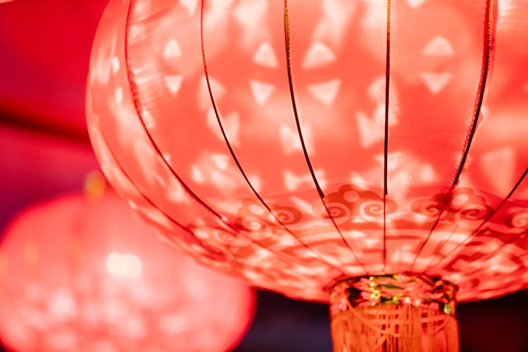 Glowing Red Chinese Lantern For Traditional Event