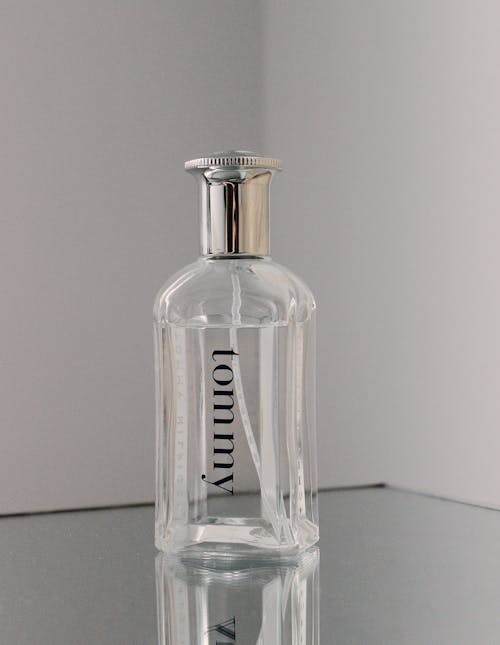Close-up of a Simple Glass Perfume Bottle 