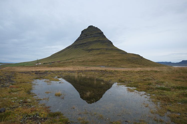 Lone Mountain Reflecting In Puddle Of Water