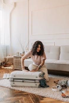 A Woman Packing Her Luggage