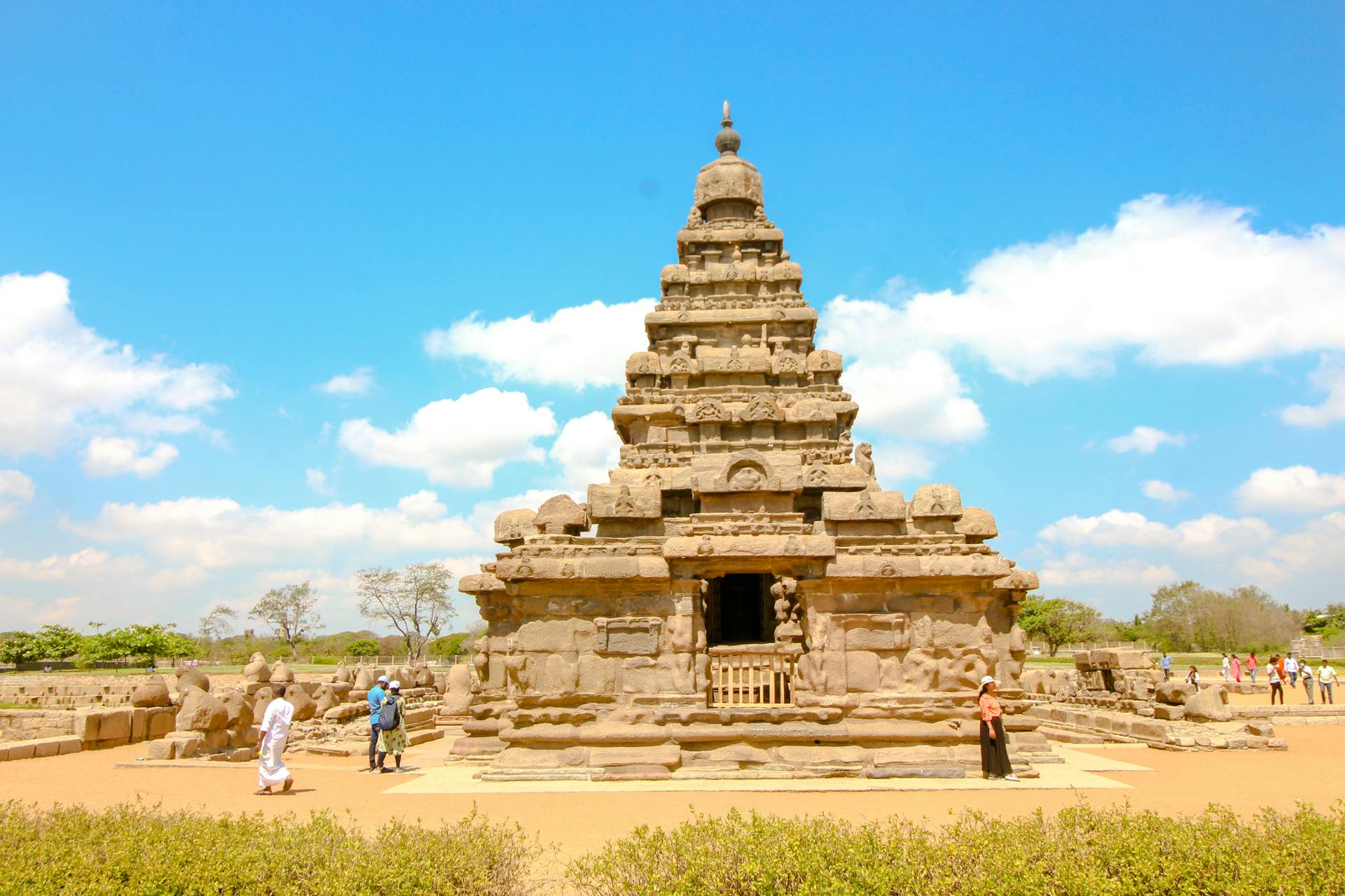 People Touring the Monuments of Mahabalipuram