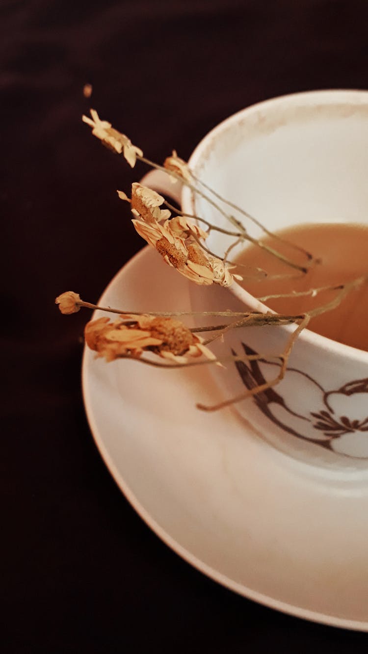 Dried Herbs On A Tea Cup