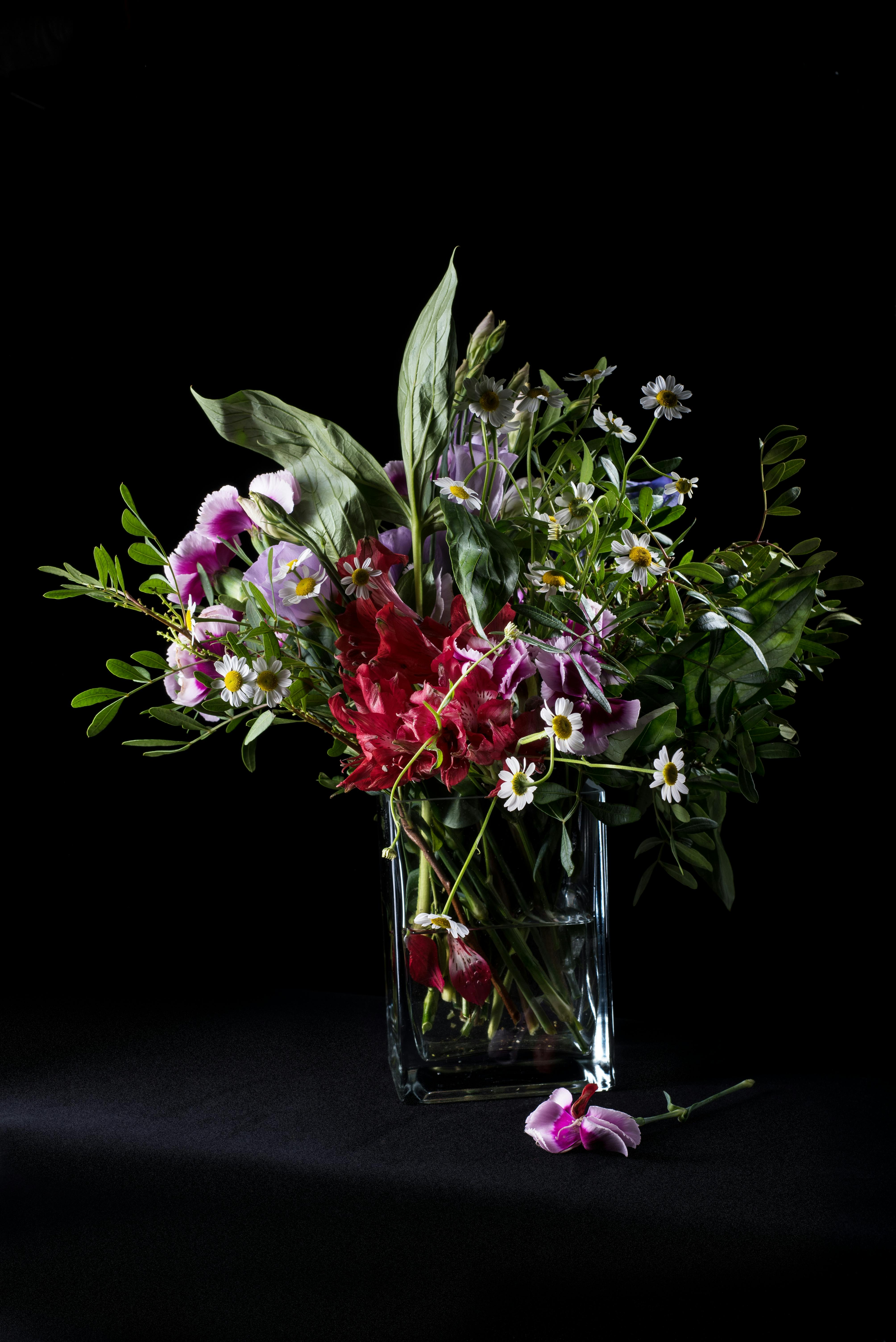 Pink Flowers on Glass Vase beside a Book and Lighted Candle · Free ...