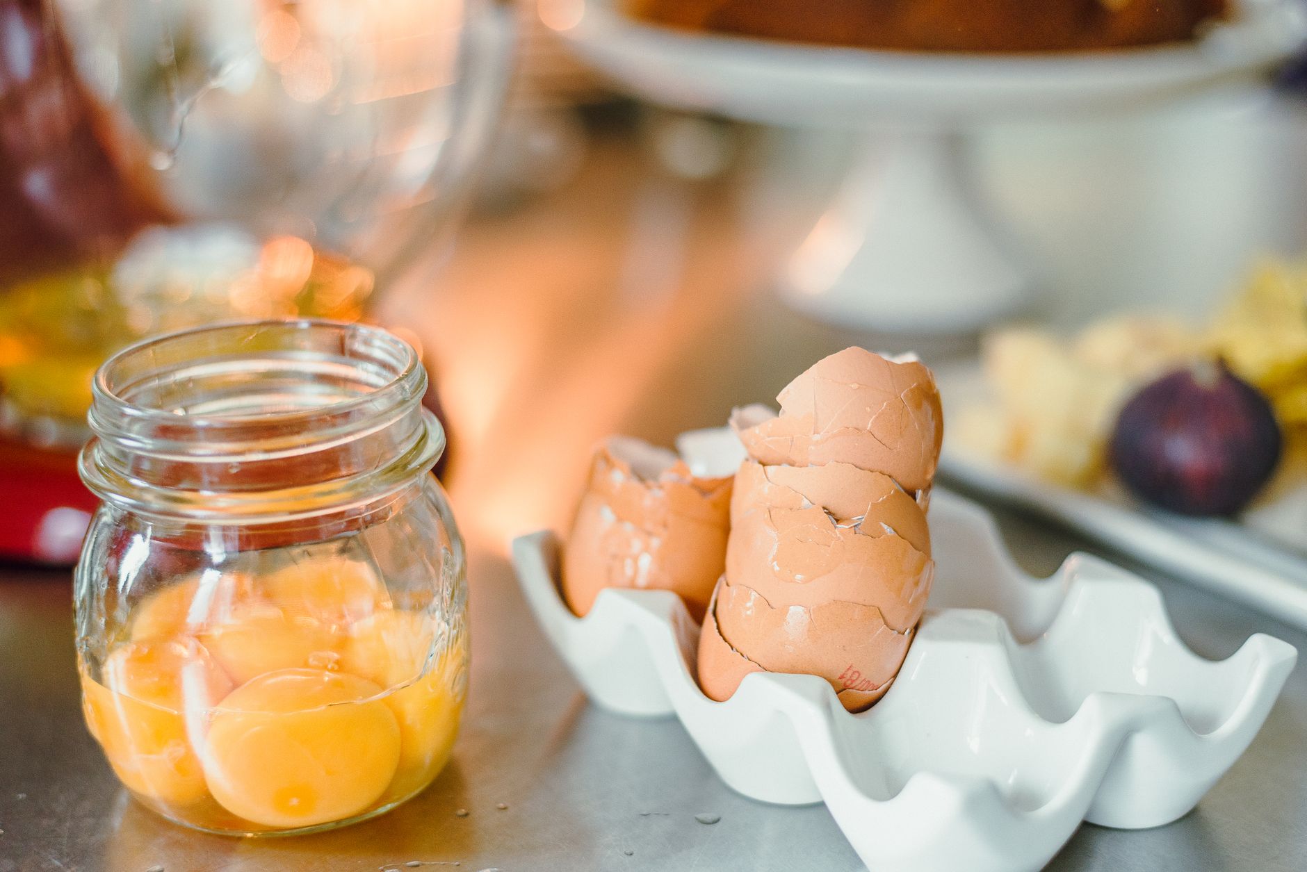 Bowl of egg yolks ready for cooking