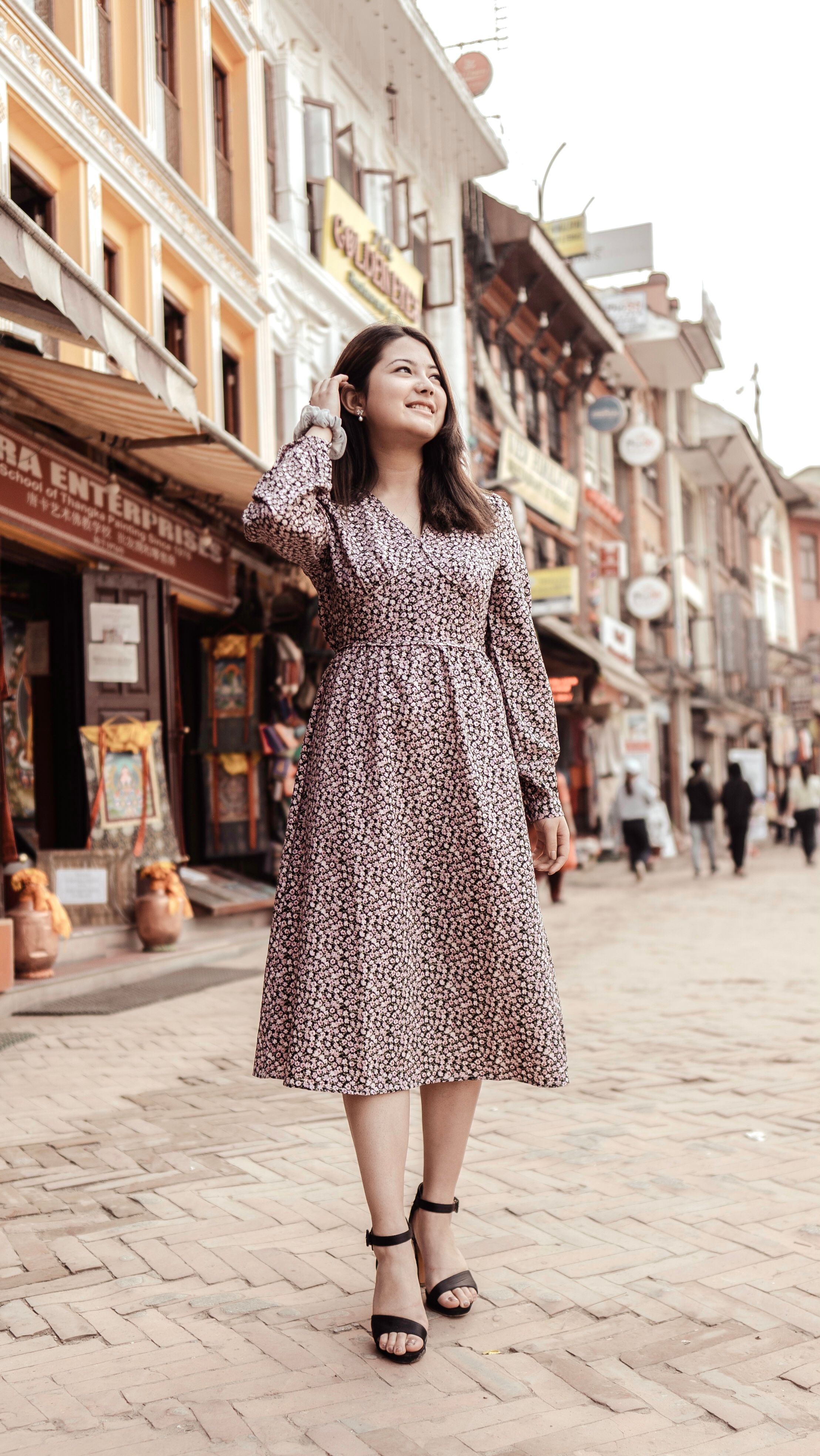 knee length dresses for ladies Modest floral fall dresses for women