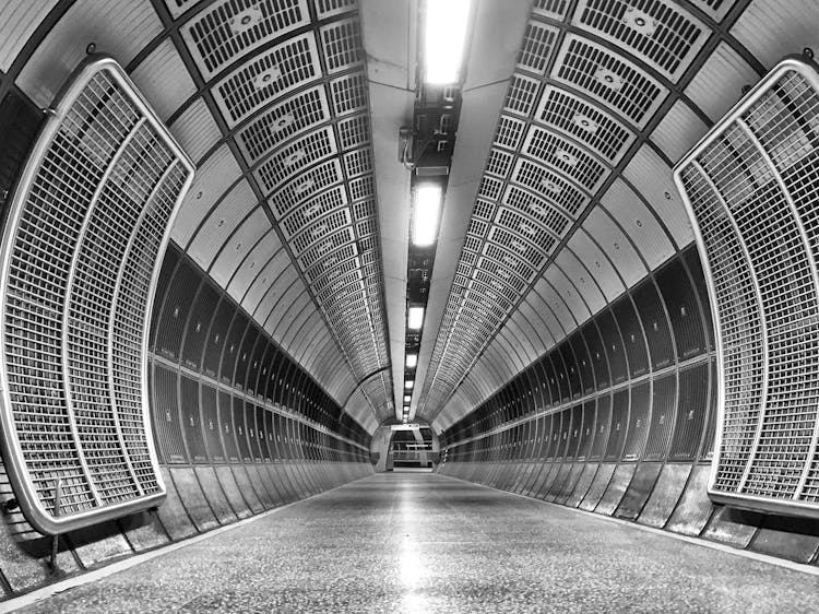 Grayscale Photo Of London Tube