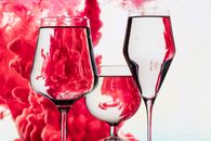 3 Red Wine in Clear Wine Glasses