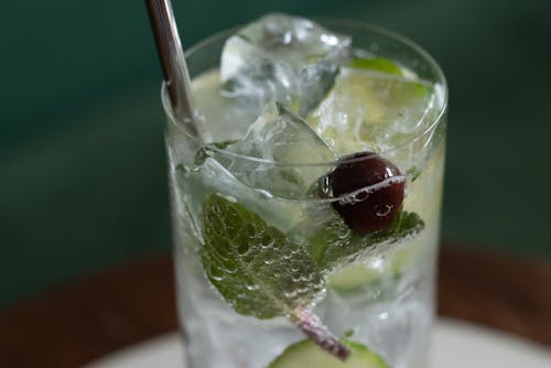 Ice Cold Cocktail with Mint Leaves