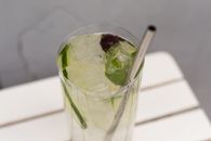 Clear Drinking Glass With Green Liquid