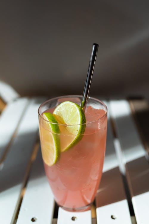 A Glass with a Pink Alcoholic Drink