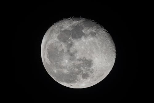 Extreme Close-Up Shot of a Clear Full Moon