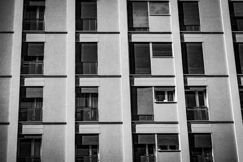 Grayscale Photo of a Concrete Building