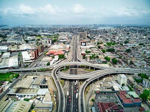 Aerial View of Flyover Roads and Highways on a Metropolitan Area