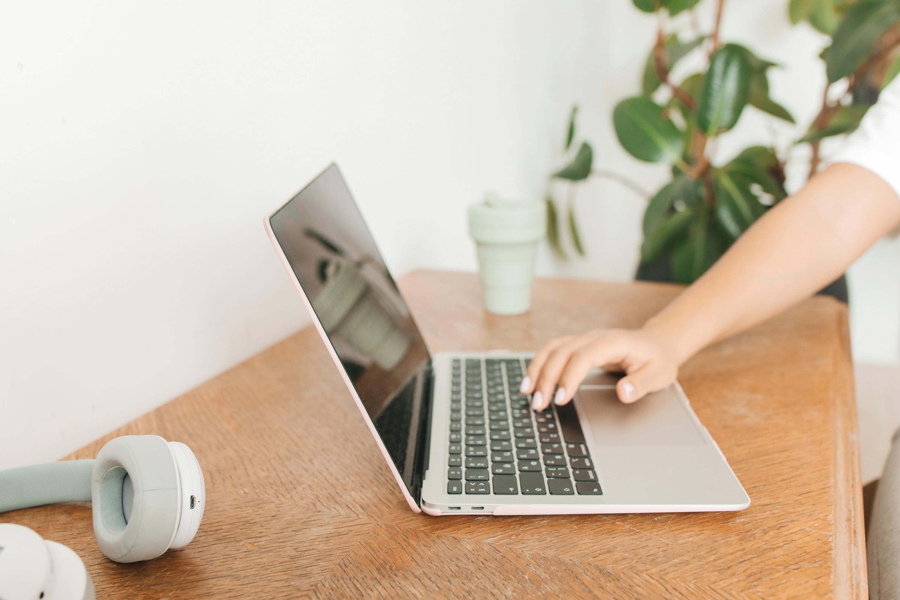 a woman using a laptop