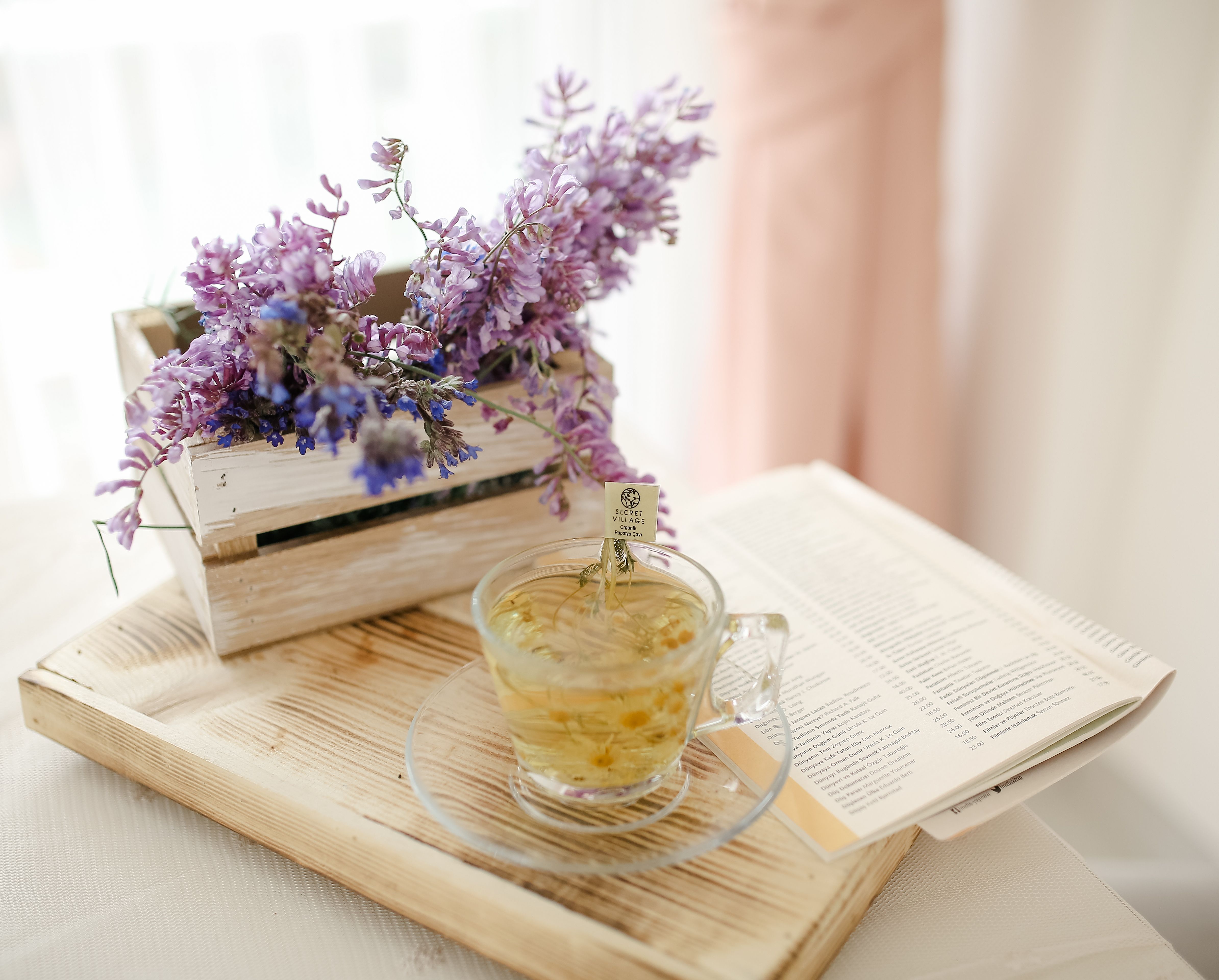 Free Clear Glass Cup on a Tray Stock Photo