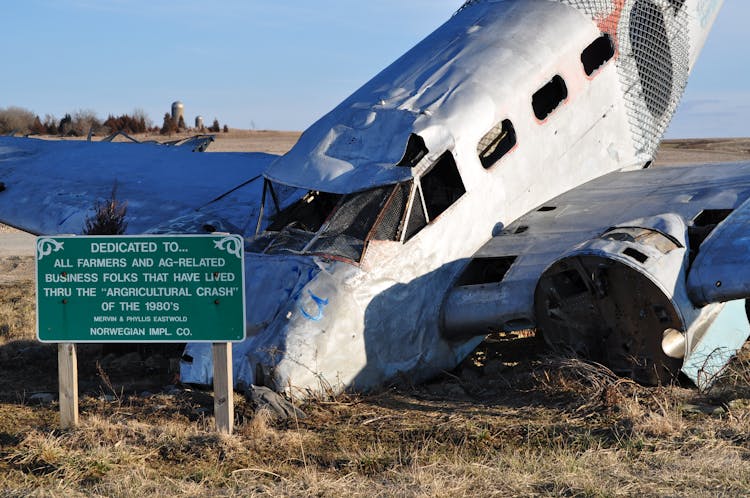 Crashed Airplane On Agricultural Field