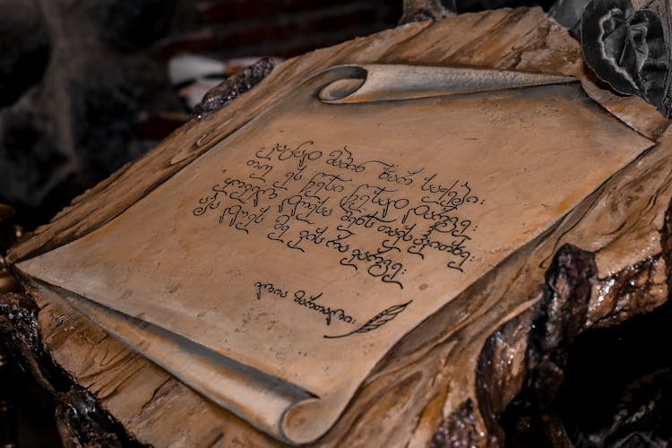 Ancient Woodwork With Inscriptions On Parchment