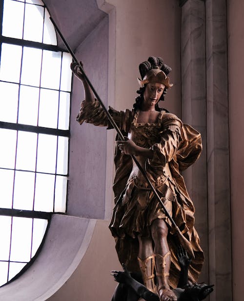 Free A Sculpture of Saint Michael the Archangel Stock Photo
