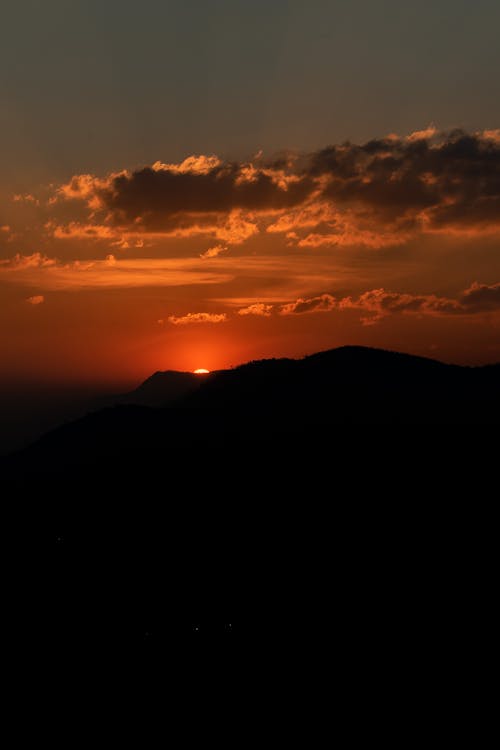 Silhouette of Mountain during Sunset