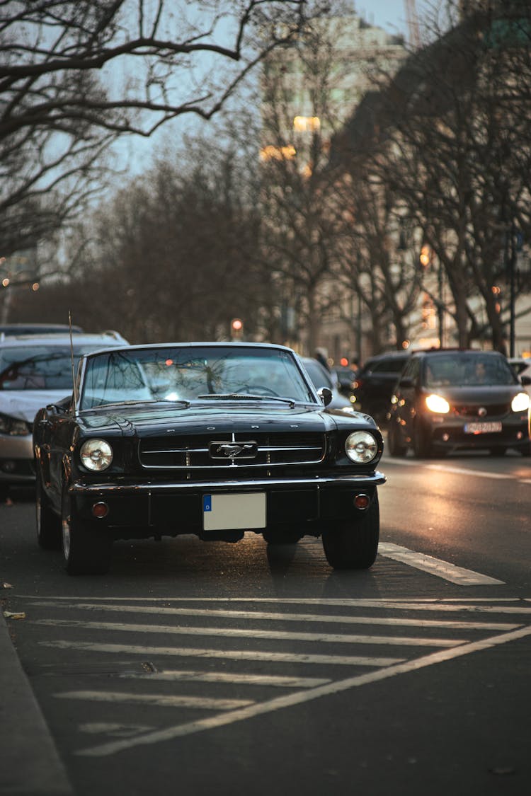 Black Convertible Car Parked On Road Side