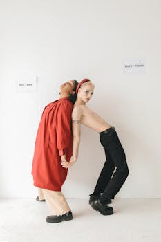 A creative and artistic portrayal of diverse gender identities with expressive poses.