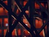 Staircase in a Building Illuminated with Red Light