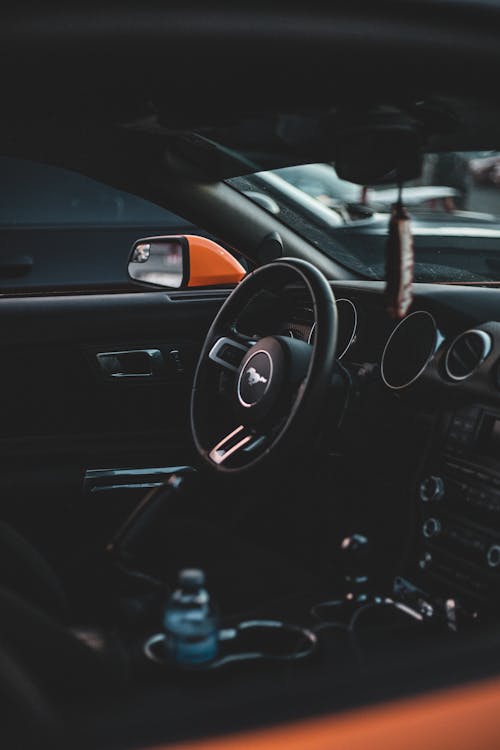 Black and Silver Mustang Steering Wheel
