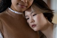 Woman in Brown Knit Shirt