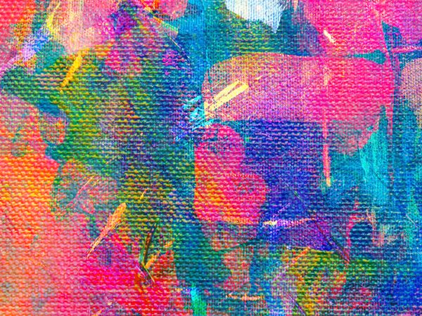 Large colourful abstract installation in a gallery