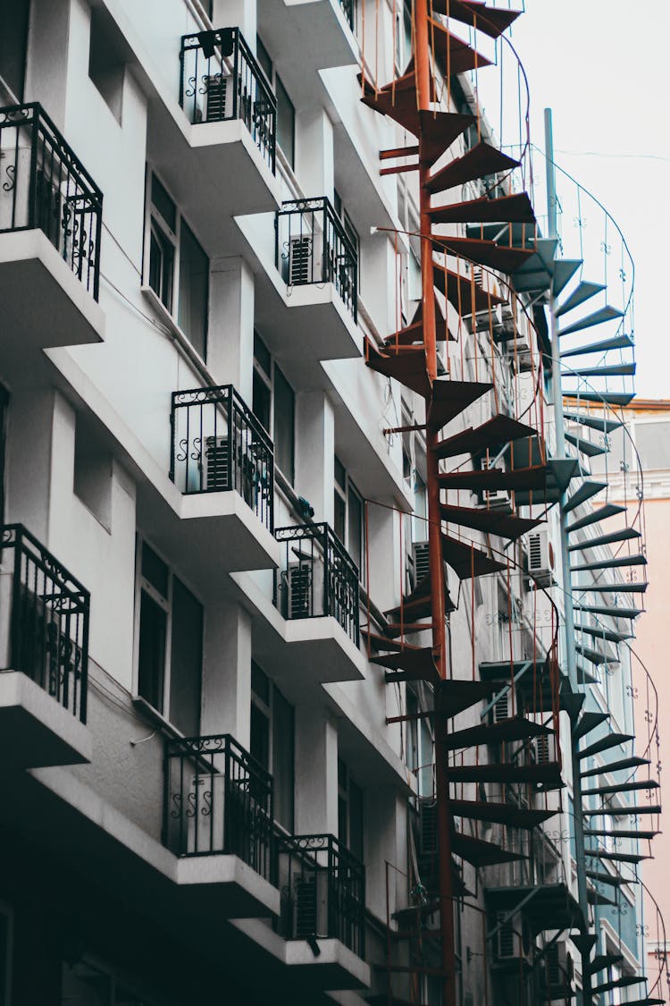 Concrete Building With Spiral Staircases 