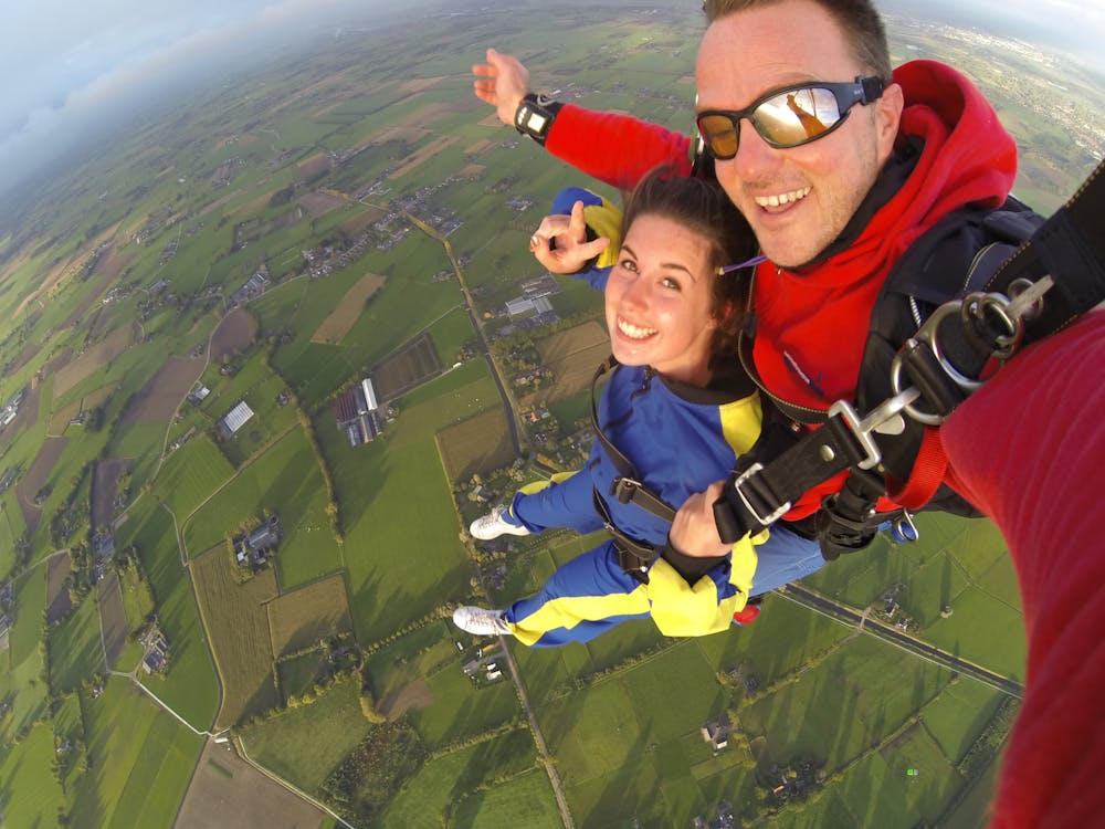 Skydiving for immediate relief from too much stress