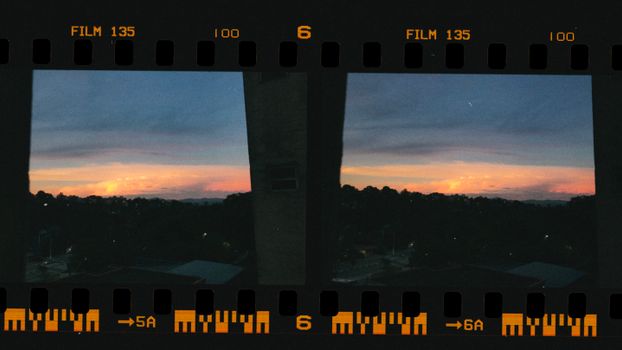 A serene sunset view captured on 35mm film, showcasing natural beauty in a nostalgic frame.