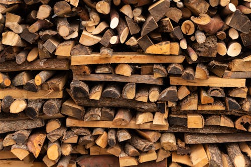 Close-Up Shot of Stack of Firewoods