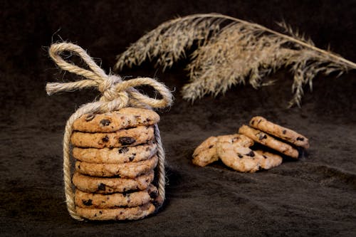 Stack of Brown Cookies Tied with Brown Rope