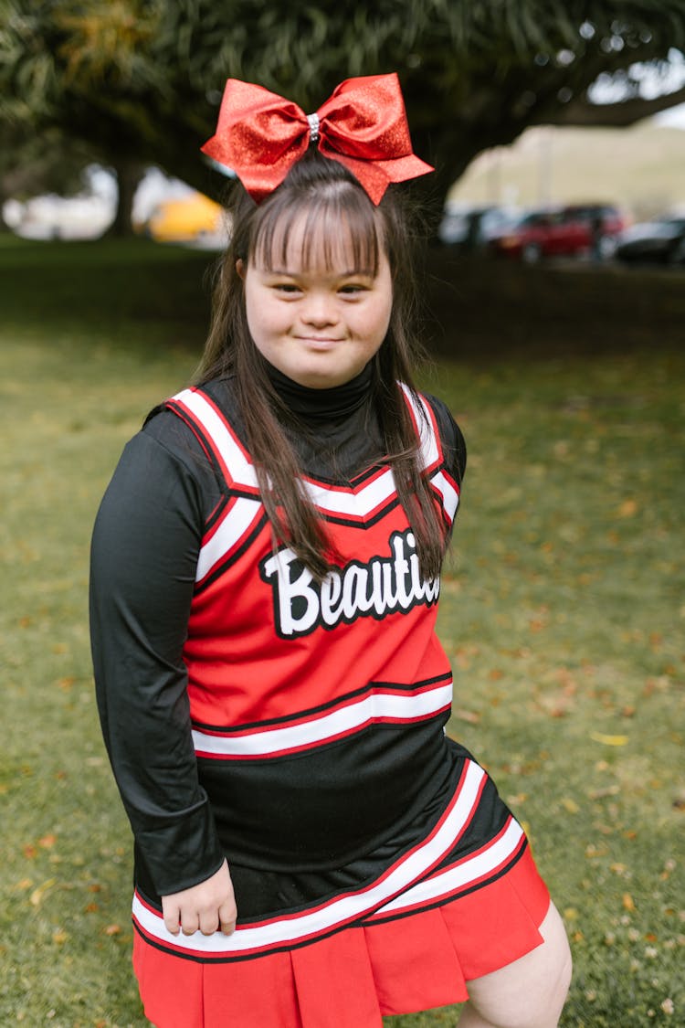 A Girl In A Cheer Leader Uniform