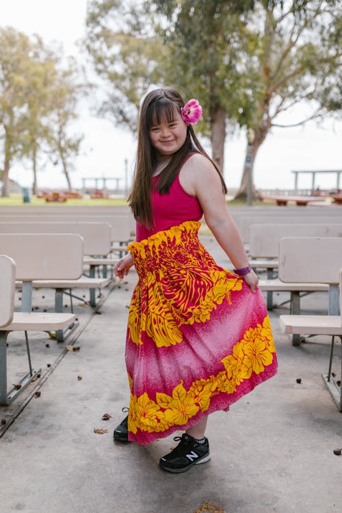 A Girl Holding Her Skirt and Posing