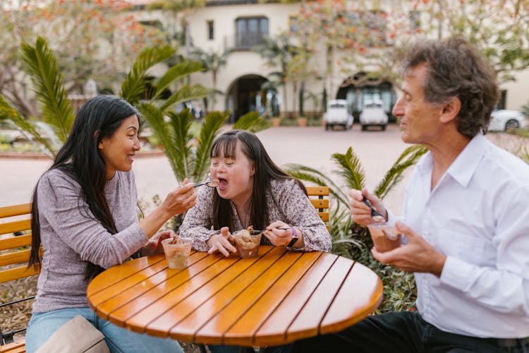 Happy Family Eating Ice Cream Together