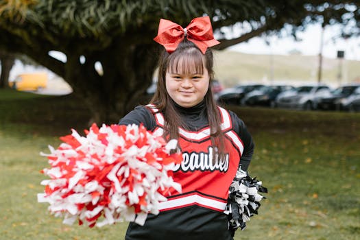 A Cheerleader Holding Pompoms