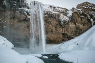 Waterfalls on Snow Covered Ground