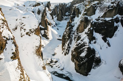 A Scenic View of a Snow Covered Valley