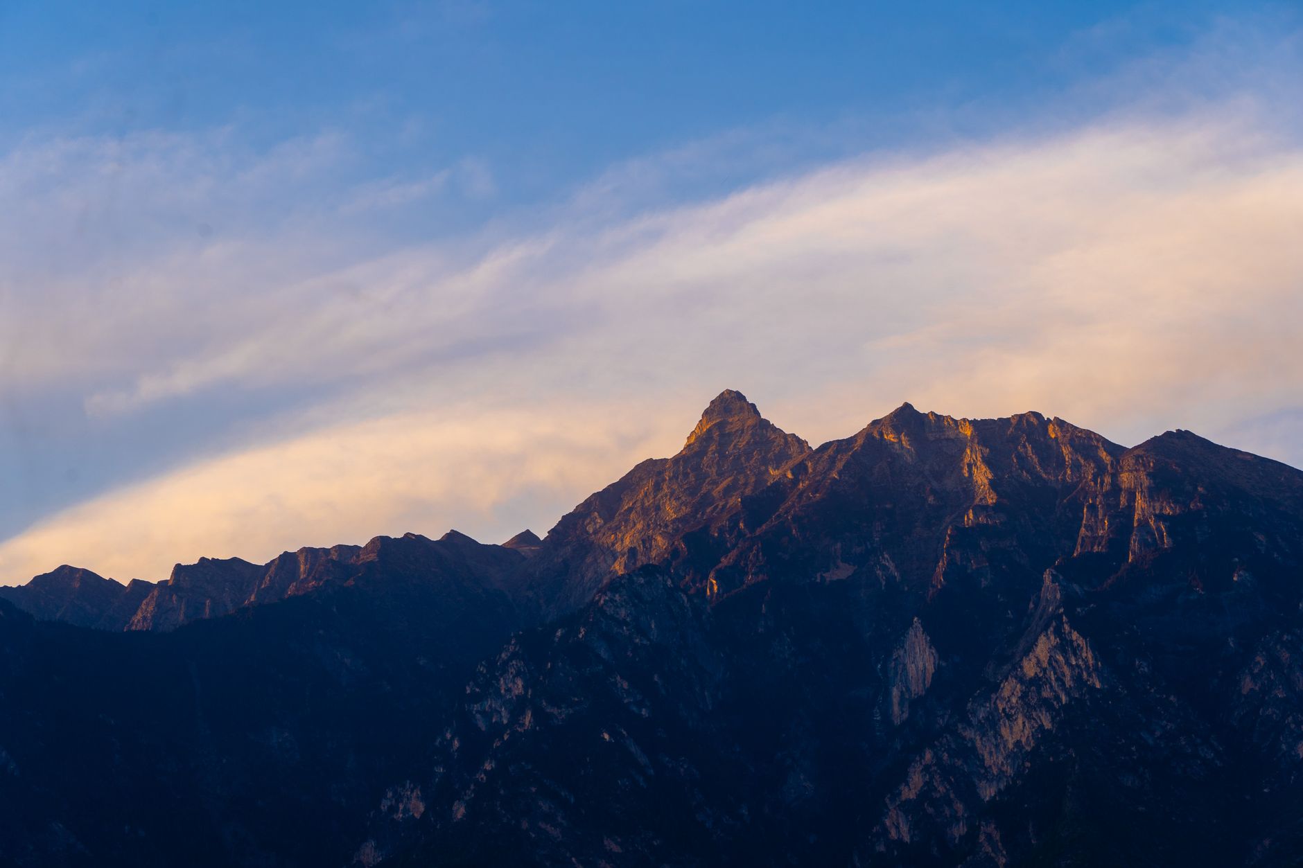 A ridgeline catching the first light