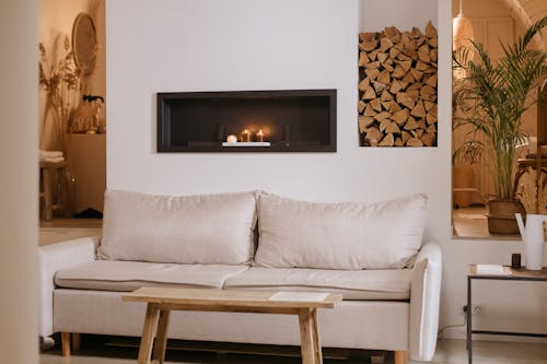 Free White Couch in the Living Room Stock Photo