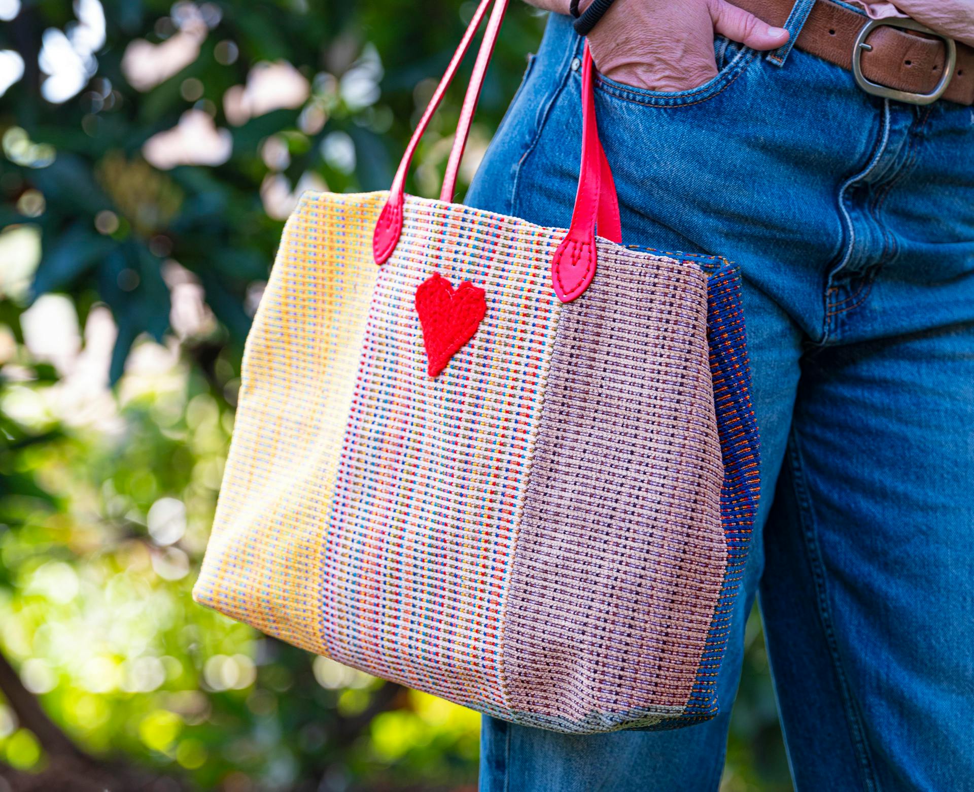 A Colorful Tote Bag with a Heart Design