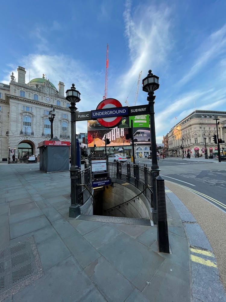 Underground Entrance On Aged City Street