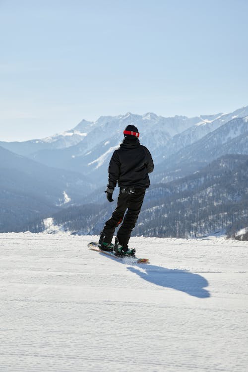 A Man Riding a Snowboard